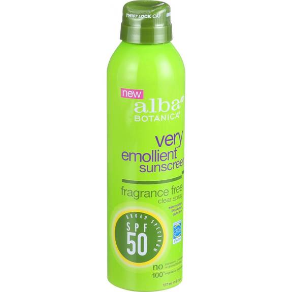 alba botanica fragrance free clear spray sensitive spf 50 sunscreen