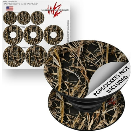 Decal Style Vinyl Skin Wrap 3 Pack for PopSockets WraptorCamo Grassy Marsh Camo Dark Gray (POPSOCKET NOT INCLUDED) by WraptorSkinz