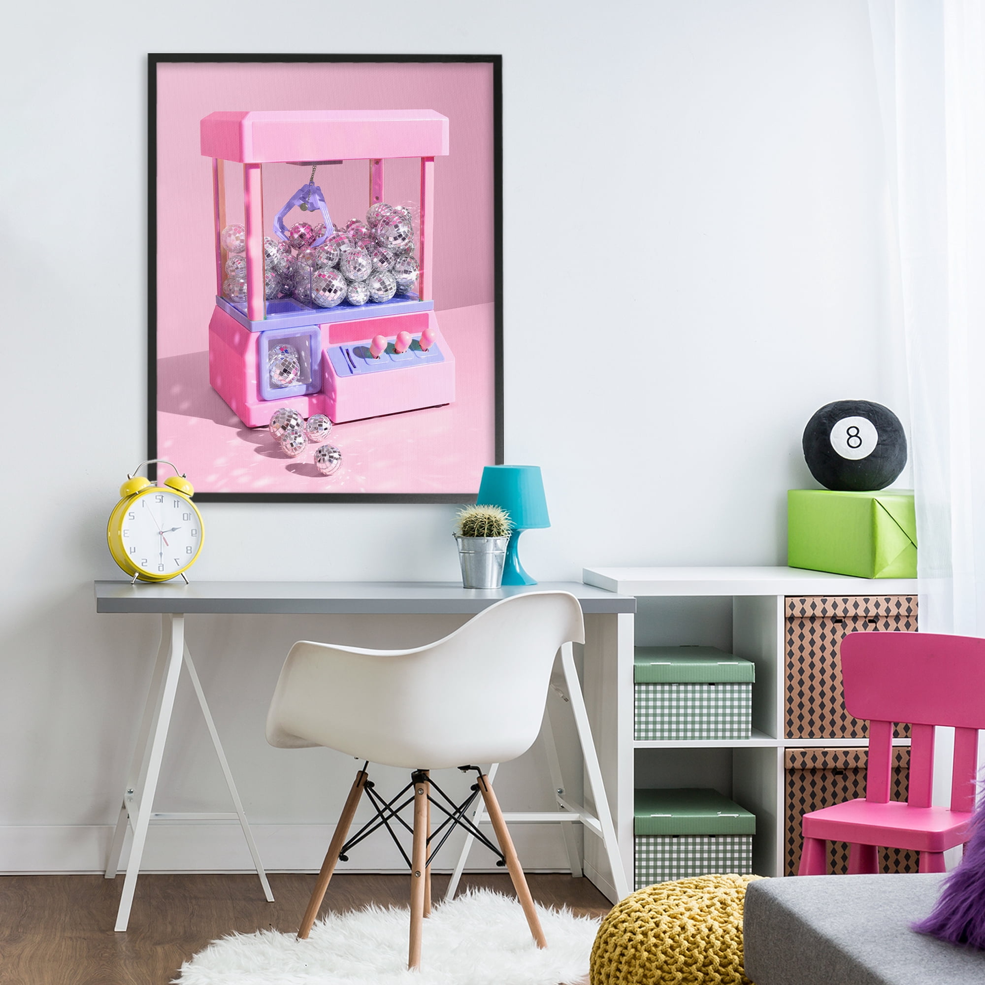 Stupell Industries Disco Ball Claw Machine Black Framed Giclee Art, design by LISH Creative