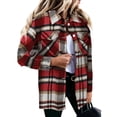 thumbnail image 2 of Women's Oversized Plaid Button Down Shirt Shacket Jacket Long Sleeve Casual Fall Outwear with Pockets, 2 of 6
