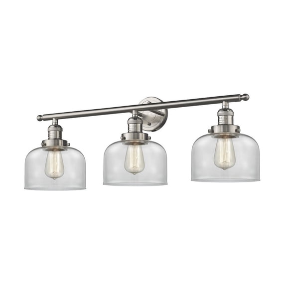 Innovations 205-SN-G72-LED Large Bell 3 Light Bath Vanity Light part of the Franklin Restoration Collection, Brushed Satin Nickel