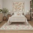 thumbnail image 2 of 5x7 Area Rugs for Living Room with Non Slip Backing, Low Pile Lightweight Washable Rug for Bedroom, Butterfly Floral Print Pattern Indoor Carpet Dusty Blush, 2 of 5