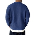 thumbnail image 3 of Havenx Men's Sweatshirts Crewneck Long Sleeve Knitted Sweat Shirts Solid Color Sweater Fall Thermal Loose Fit Outdoor Fashion Outfits,Navy M, 3 of 3