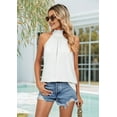 thumbnail image 6 of Tank Top for Women Pleated High Neck Halter Tops White XXL, 6 of 9