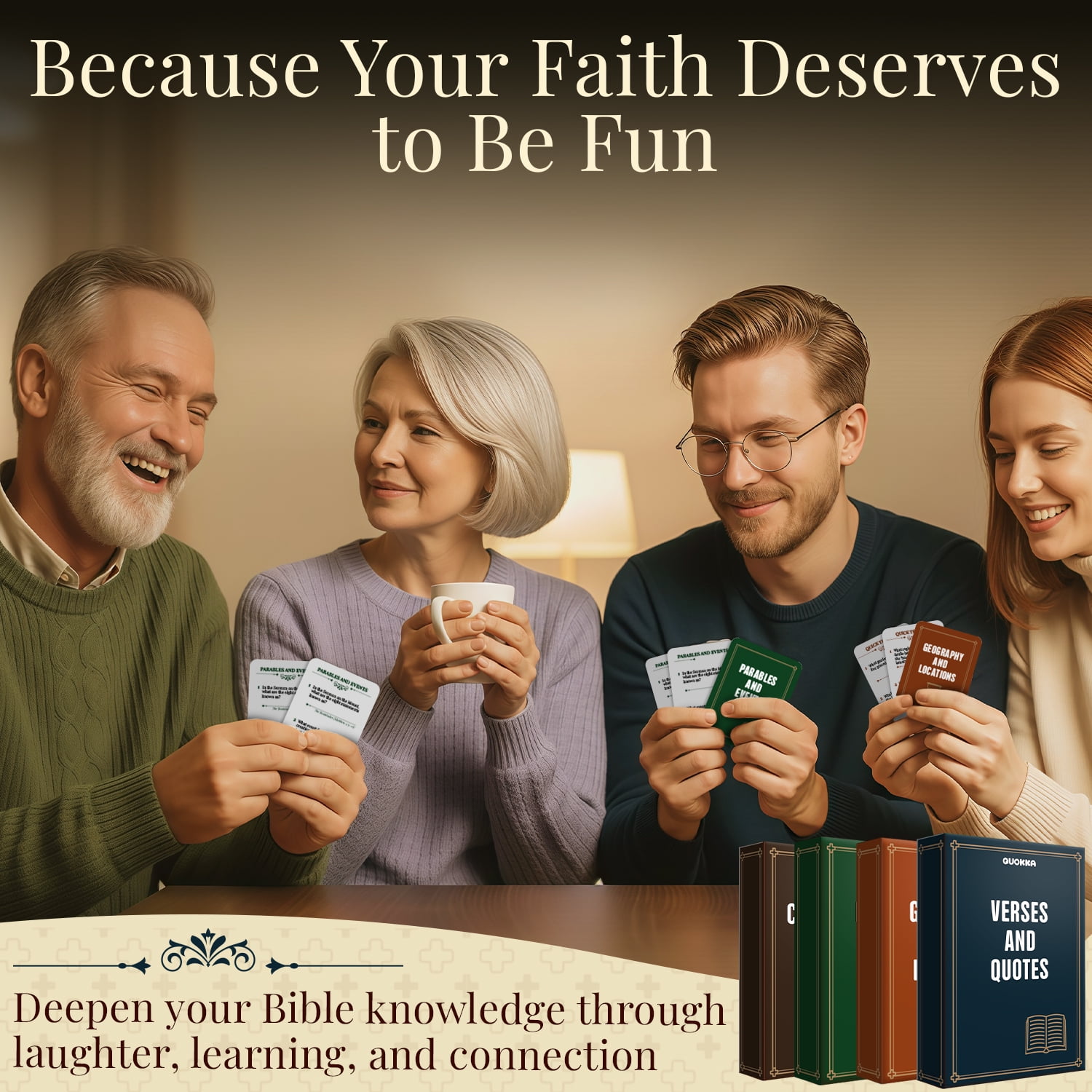 Quokka Bible Trivia Game for Adults - Christian Trivia Card Games with 500 Bible Questions
