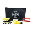 thumbnail image 1 of Klein Tools VDV026-211 Coax Installation Kit with Crimp Tool, Cable Cutter, Stripper and F Connectors with Storage Bag, 1 of 11