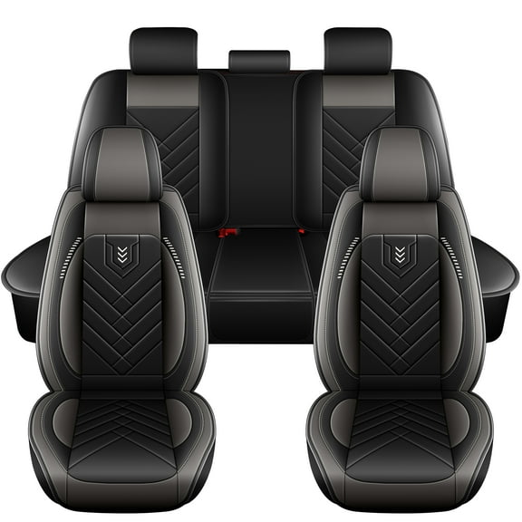 LAONNVIR Car Seat Covers Custom Fit for Honda HRV/HR-V 2016-2024 2025 Faux Leather Seat Cover 2 Rows 5 Seats Waterproof Seat Cushion Protector Grey,Full Set(5 Seat)