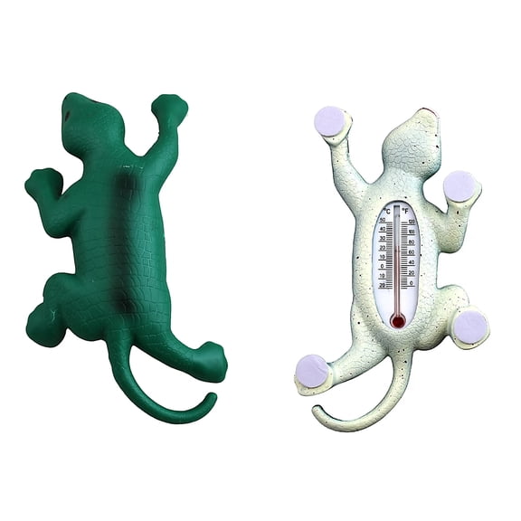 Dependable Industries Lizard Gecko Green Outdoor Window Thermometer Self Adhesive Sticks to Window Or Glass Door 6.5" Long