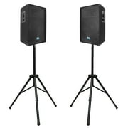 Seismic Audio Pair of 12" PA Speakers with two Tripod Speaker Stands - PA/DJ Band PA Package - SA-12T-PKG3