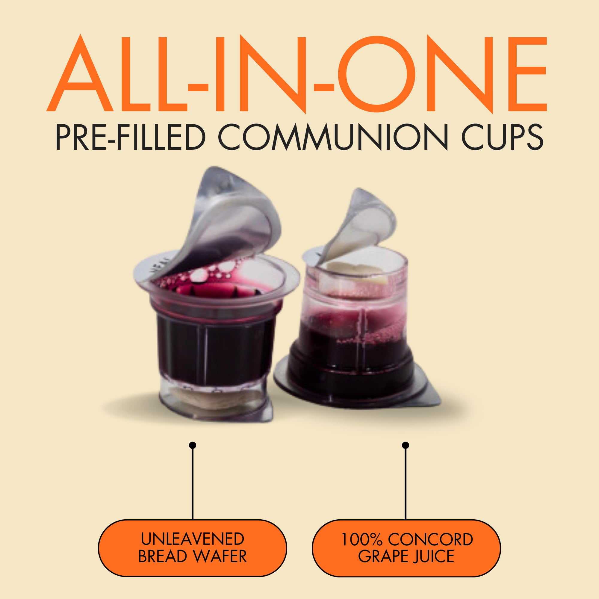 Travel Pack: The Miracle Meal Pre-Filled Communion Plus+ Cup - Bag of 50 with Wafer & 100% Grape Juice