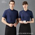thumbnail image 3 of Uniforme de chef Delantal de cocina de verano de manga corta con bolsillos delanteros Trajes Carnicero Servidor Ropa Suministros para el hogar Absorbedores de humedad Azul XXL AweSitey LF000327-18, 3 of 7