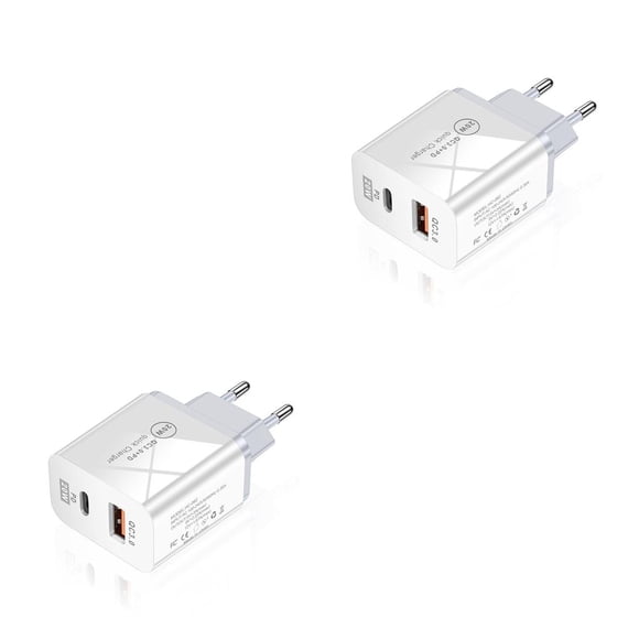 Adaptador de carga Bearachild de 20 W tipo C 2 puertos AC100-240V blanco negro