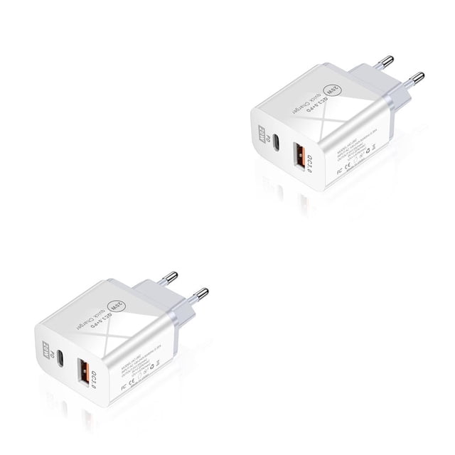 Adaptador de carga Bearachild de 20 W tipo C 2 puertos AC100-240V blanco negro