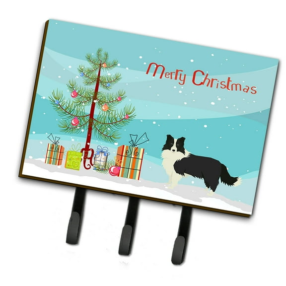 Border Collie Christmas Tree Leash or Key Holder