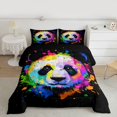 thumbnail image 2 of Homewish Kawaii Panda Print Queen Comforter Set for Kids, Modern Watercolor Splash Bedding Sets, Cartoon Animal Reversible Bedding Comforter Set, Lightweight Room Decor, 3pcs, 2 of 8