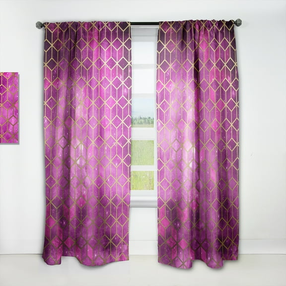 Designart 'Honeycomb Capital Gold X' Modern & Contemporary Curtain Panel