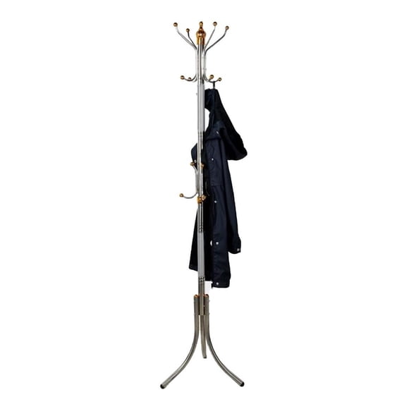 Practiksa Perchero De Pie con 16 Ganchos Estante Organizador para Ropa Metálico Color Plateado Practiksa Perchero de pie