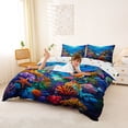 thumbnail image 3 of jejeloiu Colorful Ocean Coral Bedding,Dolphin Fish Print Duvet Cover Full For Boys,Multicolor Blue,Polkadot Reversible,3 Pieces,1 Duvet Cover and 2 Pillowcases, 3 of 6