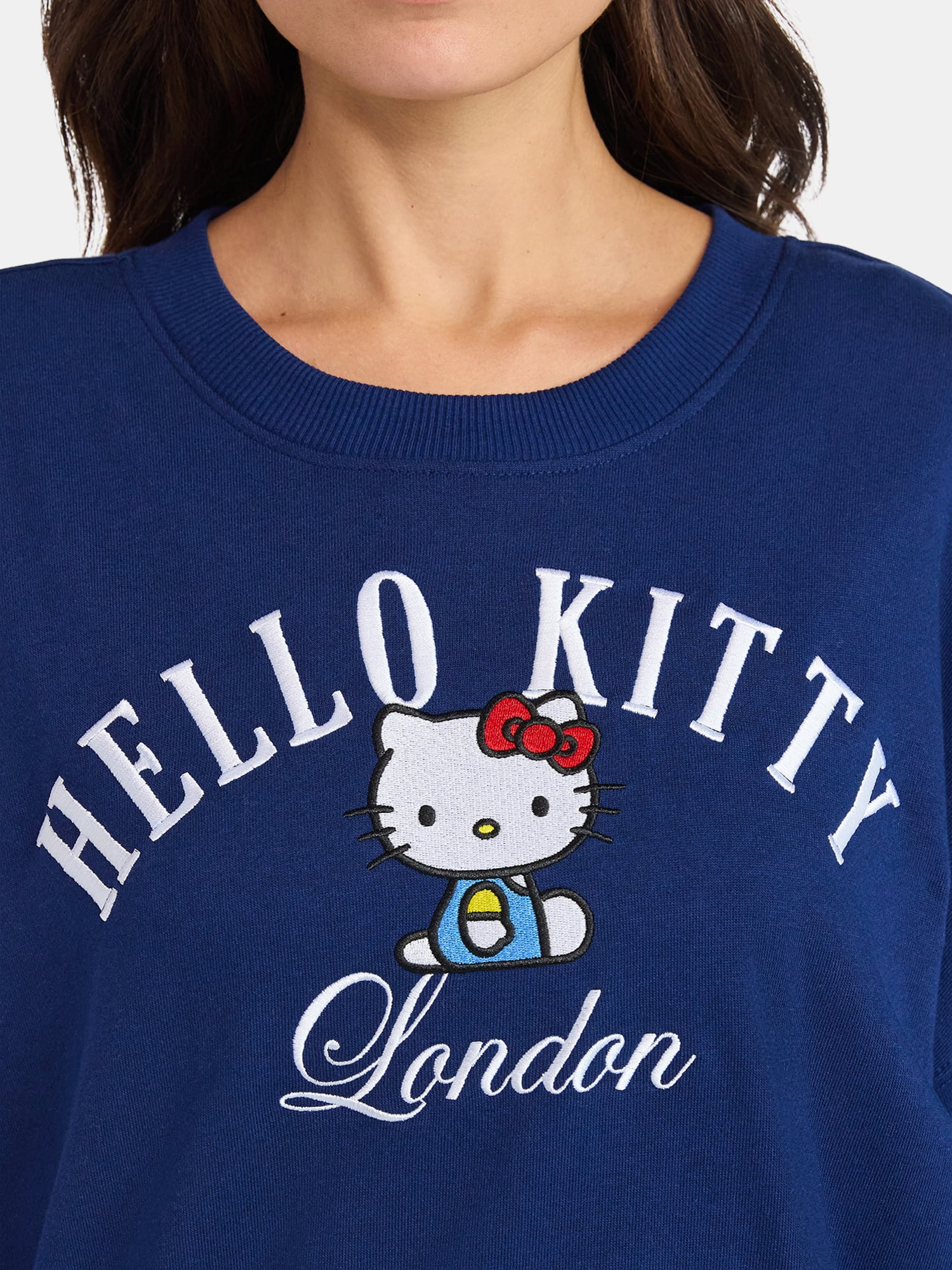 Hello Kitty Women’s Cropped London Graphic Sweatshirt, Sizes XXS-XXL