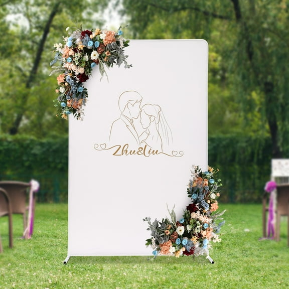 ToppiJoy Garden Floral Arch Frame, Wedding Backdrop Stand, Flower Metal Stand Balloon Arch Frame Kit with Cloth Cover, Backdrop Arch Stand for Special Occasions, 1.5*0.5*2m (White)