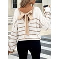 thumbnail image 6 of Eytino Womens Sweater Bow Fall Oversized Long Sleeve Backless V Neck Pullover Tops, 6 of 10