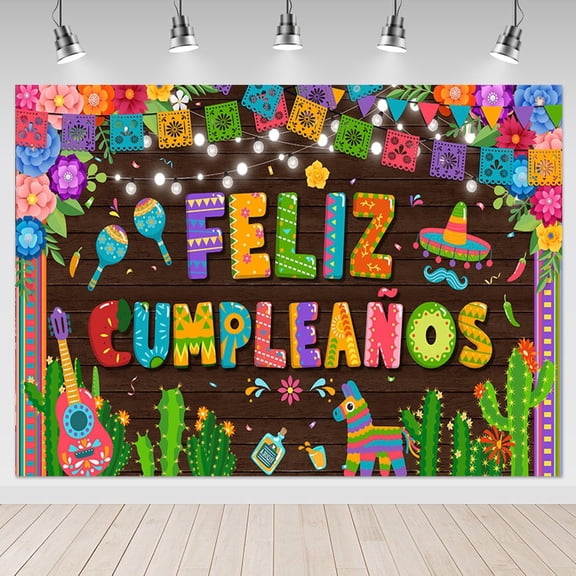 Feliz Cumpleaños Backdrop Mexican Spanish Birthday Background Fiesta Birthday Party Decorations Banner Supplies Photo Booth Props