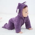 thumbnail image 3 of Baby Girls Boys Infant Fuzzy Hooded Romper Jumpsuit Bodysuit Winter Outfits Clothes, 3 of 11