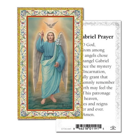 

Saint Gabriel Gold-Stamped Catholic Prayer Holy Card with Prayer on Back Pack of 100