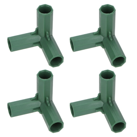 Uxcell 4 Pcs 16mm Greenhouse Frame Building Connectors, 3 Way Right Angle Pipe Fitting for Grape Trellis/Sunscreen Shed/Gardening Plant Stakes [Green]