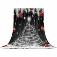 thumbnail image 2 of Christmas Tree Throw Flannel Blanket 50x60In Fir Leaf Xmas Balls Winter Snowflake Black Super Soft Cozy Bed Blanket, Lightweight Plush Fuzzy Bed Throw for Bedroom Sofa Couch Living Room, 2 of 4