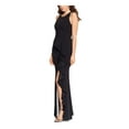 thumbnail image 3 of BETSY & ADAM Womens Black Stretch Zippered Ruffled High Front Slit Lined Sleeveless Scoop Neck Full-Length Formal Gown Dress Petites 6P, 3 of 5