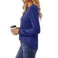 thumbnail image 3 of Fantaslook V Neck Henley Blouses for Women Dressy Fall Tops Long Sleeve Shirts Fashion Clothes, 3 of 8