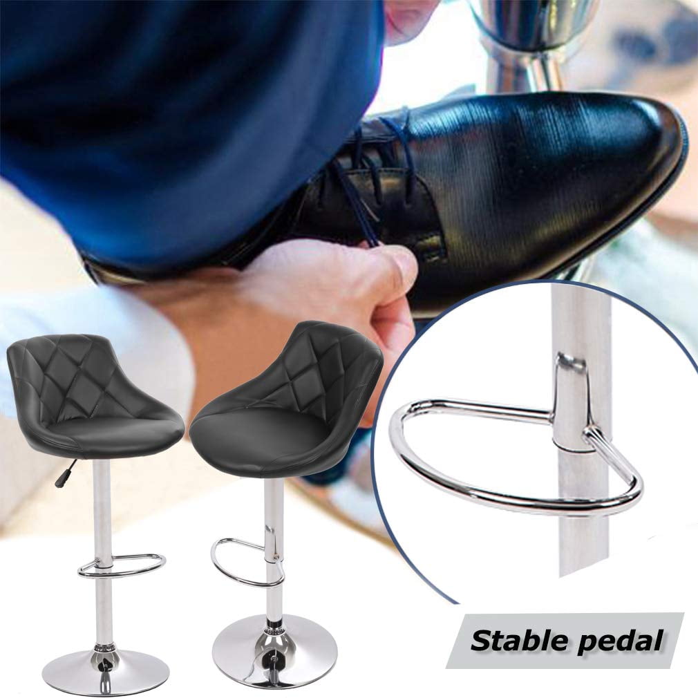 FDW Bar Stool with Adjustable Height, Black, Set of 2