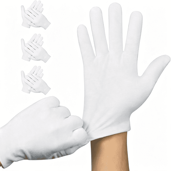 TELOLY 3Pair White Cotton Gloves,Premium Cotton Gloves for Dry Hands Sleeping,White Gloves for Moisturizing Hands Women and Men,Cloth Gloves for Eczema,Spa Glove for Lotion Overnight by