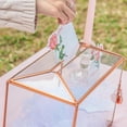thumbnail image 3 of Small .‘‘ x .‘‘ x .‘‘ Glass Card Box with Slot & Lock for Wedding Reception Geometric Clear Envelops Box Suitable for x es Cards Gold (Slot Length cm) Handmade, 3 of 9