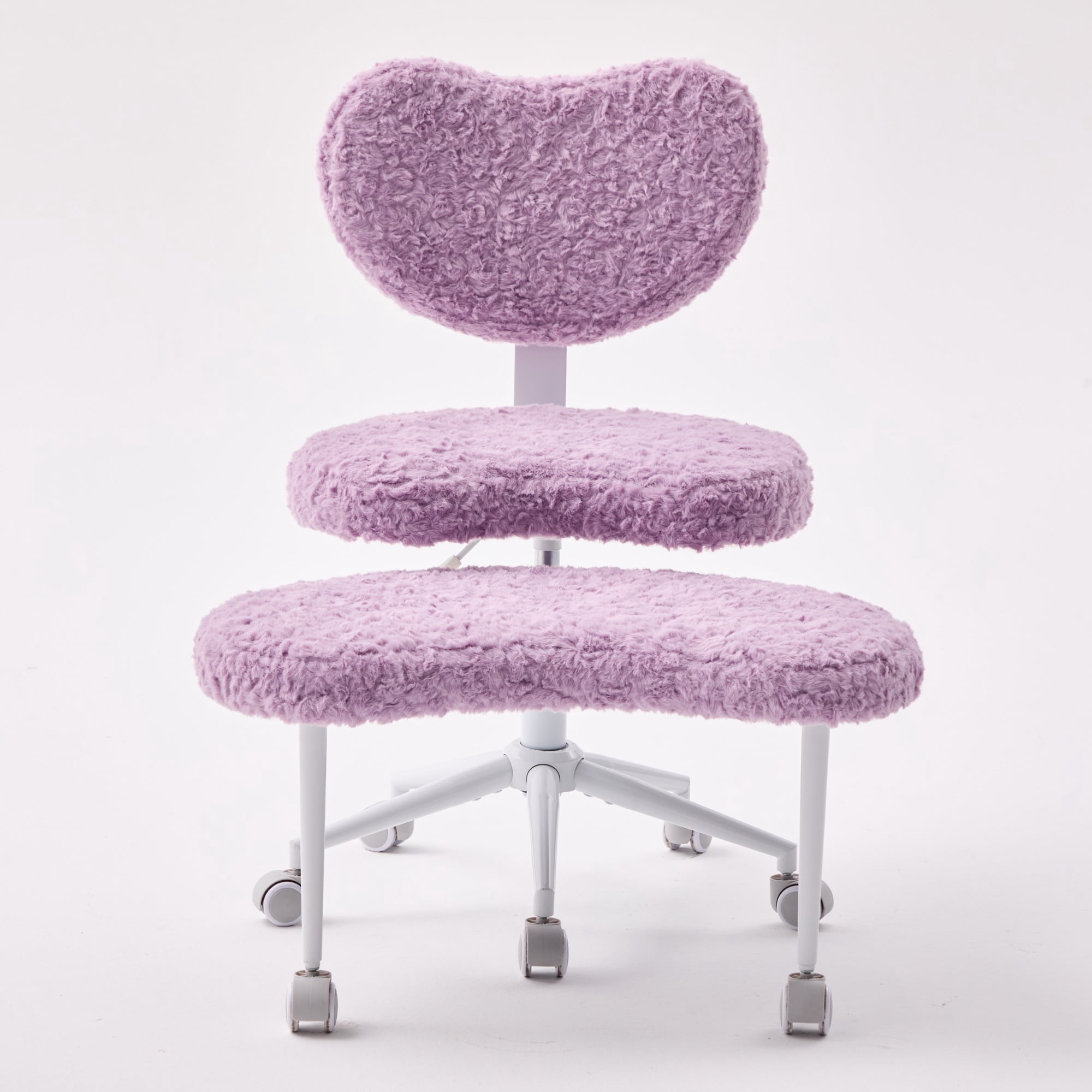 Artificial Rabbit Hair Meditation Chair Plus, Cross Legged Chair with Wheels, ADHD Chair, Criss Cross Desk Chair with Lumbar Support and Adjustable Stool, for Fidgety Sitters, Violet