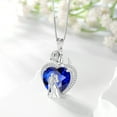 thumbnail image 5 of Juwaliy Couple Necklace for Women 925 Sterling Silver 15MM Heart September Birthstone Rose Flower Pendant Wedding Engagement Bridal Jewelry Valentines Gift for Her Wife, 5 of 10