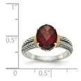 thumbnail image 2 of Auriga Fine Jewelry 925 Sterling Silver and Gold Garnet Solitaire Ring Size 6 for Women, 2 of 6