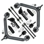 Detroit Axle - Front 12pc Suspension Kit for 4WD Dodge Ram 1500 2002 2003 2004 2005, 2 Upper Control Arms 2 Lower Ball Joints 2 Sway Bars 4 Outer & Inner Tie Rod Ends 2 Boots Replacement