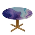 thumbnail image 3 of Awypu  Round Fitted Tablecloth Purple Marble Liquid Print Table Cloth with Elastic Edged Waterproof Wipeable Round Table Cover for Patio Parties Outdoor Decor White, 3 of 7