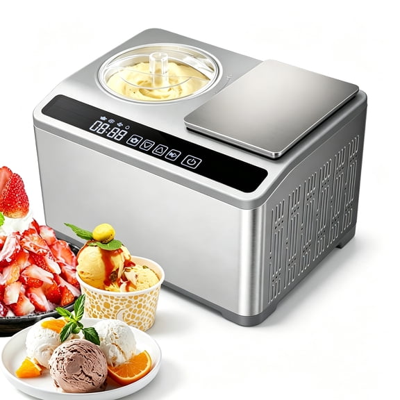2.1 Quart Self-Cooling Ice Cream Machine with Built-in Digital Scale, Compressor Gelato Sorbet Frozen Yogurt Maker