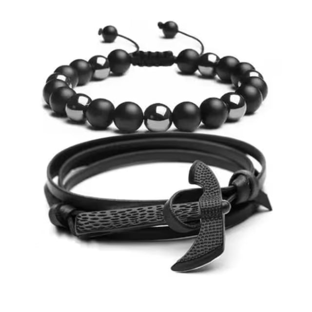 Brazalete de Cuentas Obsidiana BLOSOOM 2 Pzs negra