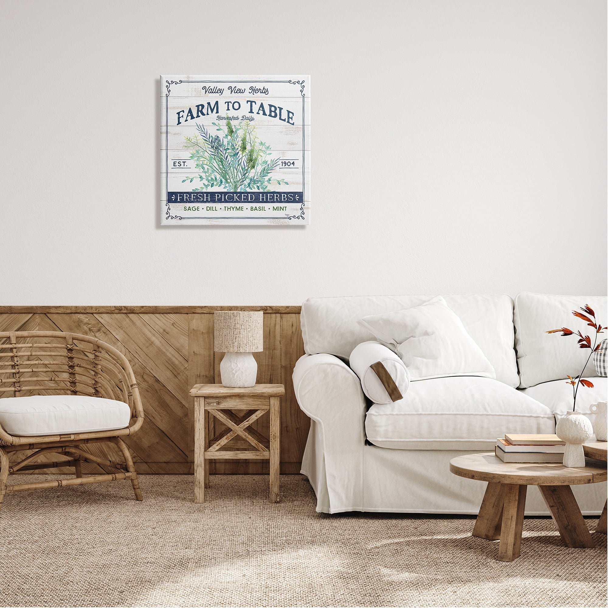 Stupell Industries Fresh Picked Herbs Phrase Botanical & Floral Painting Gallery Wrapped Canvas Print Wall Art, 24 x 24