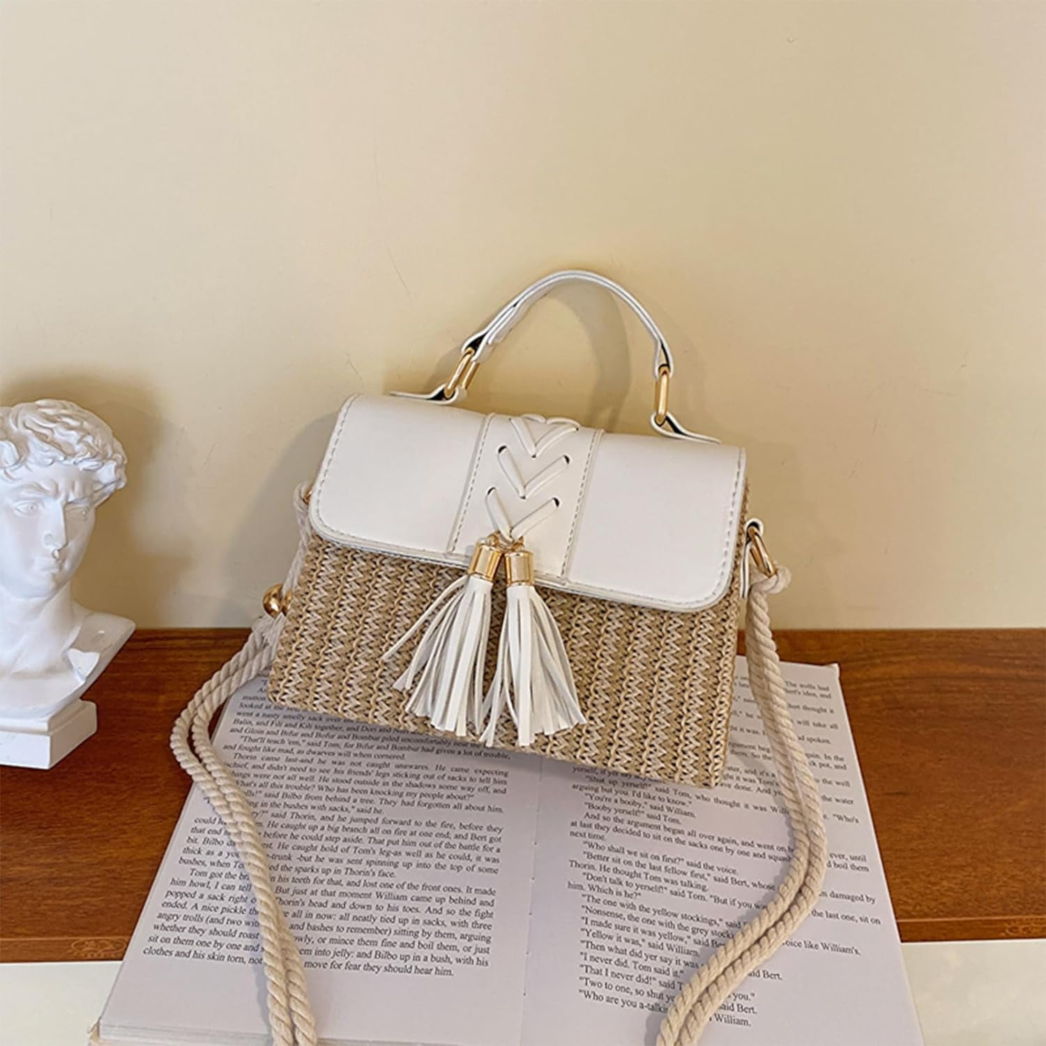 CAILDANL Straw Crossbody Bags for Women Summer Straw Clutch Bag Woven Beach Purse Vacation Handbags