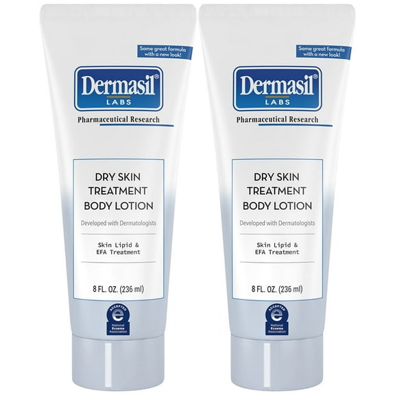 Dermasil Dry Skin Treatment Body Lotion 2-Pack, Fragrance-Free Moisturizer, Skin Barrier Repair, 8 Oz Ea