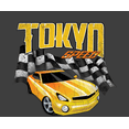 thumbnail image 2 of Car Fanatic - Tokyo Speed Racing Flag and Yellow Car Adult Charcoal Crew Neck Short Sleeve Tee-Medium, 2 of 2