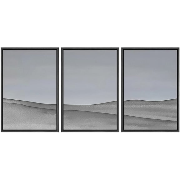 IDEA4WALL Framed Canvas Print Wall Art Set Pastel Watercolor Minimal Mountain Landscape Nature Abstract Art Contemporary Decorative for Living Room, Bedroom, Office - 24"x36"x3 Black