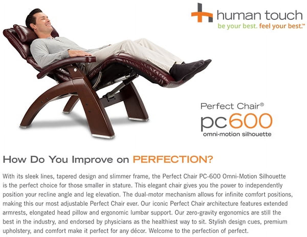 Human Touch PC-600 Omni Motion Silhouette Power Recline Walnut Wood Base Zero-Gravity Recliner Leather - image 3 of 3