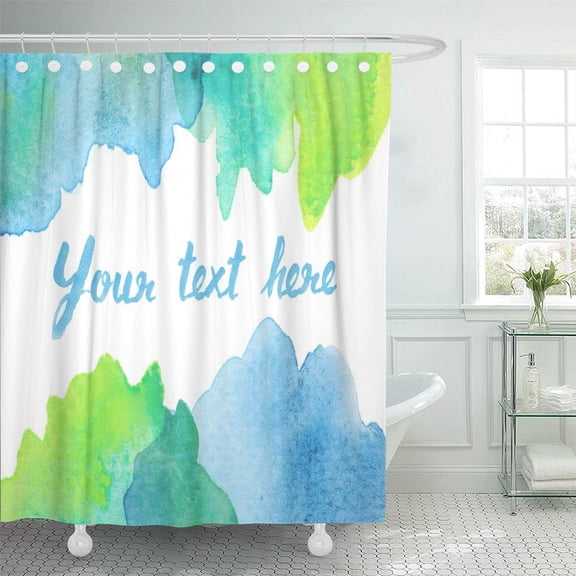 CYNLON Colorful Paint Copy Space Between Green Blue Water Color Bathroom Decor Bath Shower Curtain 60x72 inch