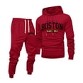 thumbnail image 3 of Hearthz Men's Tracksuit 2 Piece Sweatsuit Set Boston Letter Print Hoodies and Sweatpants Set Fall Winter Athletic Men's Sweatsuits, 3 of 6
